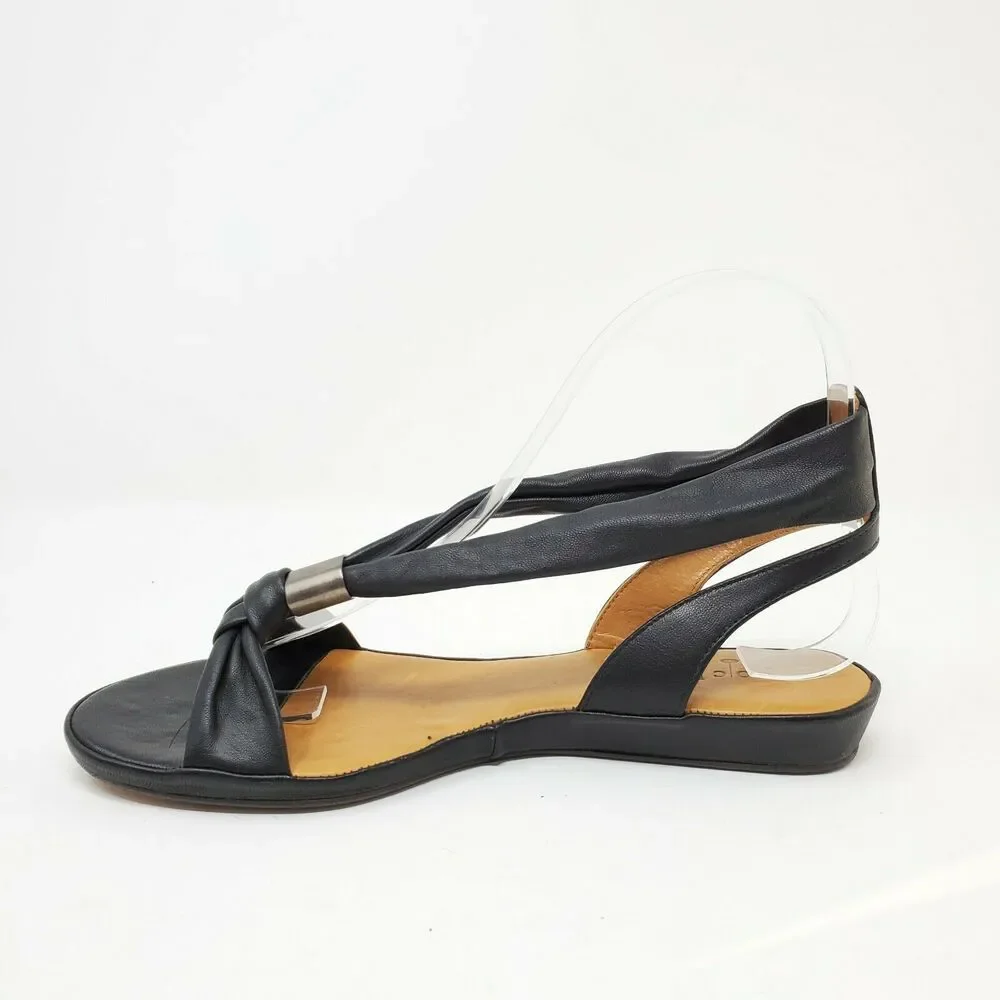 Raquel By Coclico Napa Black Strappy Ankle Strap Open Toe Sandals 37.5